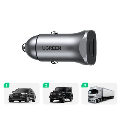 12. Ugreen CD130 USB-A / USB-C 30W Car Charger - Gray