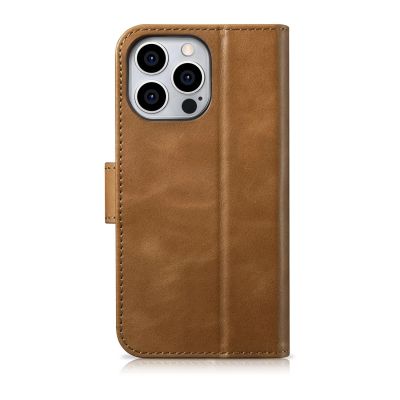 13. iCarer Oil Wax Wallet Case 2in1 Cover iPhone 14 Pro Anti-RFID Leather Flip Case Brown (WMI14220722-TN)