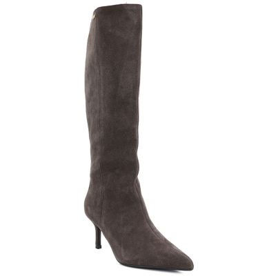 7. Women's leather boots with a high heel, insulated, brown, Big Star UU274497