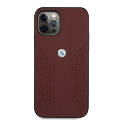 3. BMW Leather Curve Perforate Case for iPhone 12 Pro Max - Red