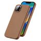 2. Dux Ducis Grit Leather Case for iPhone 14 Plus Elegant Faux Leather Cover (MagSafe Compatible) Brown