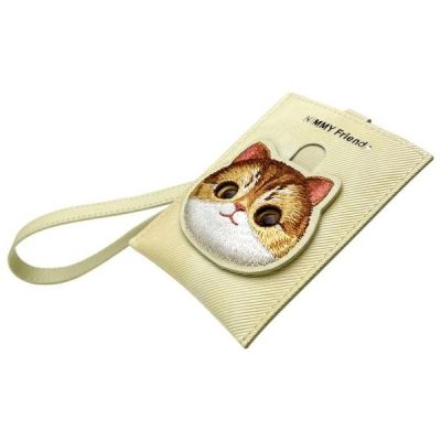 2. Nimmy Big Eyed Pet 2.0 Cat Wallet Card Holder - Beige