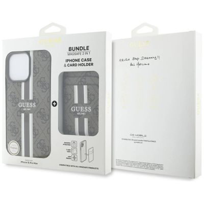 6. Guess 4G Stripes case with Magsafe wallet for iPhone 16 Pro Max brown