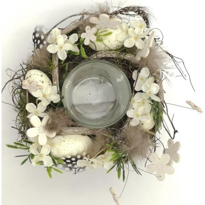 8. DECORATIVE FEATHER CANDLE HOLDER 16cm for TEA LIGHT