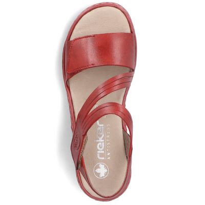 13. Rieker W RKR685 comfortable leather sandals red