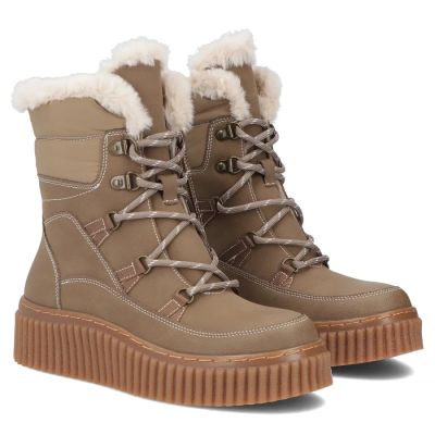 4. Beige Women’s Leather Platform Ankle Boots Filippo DBT7937