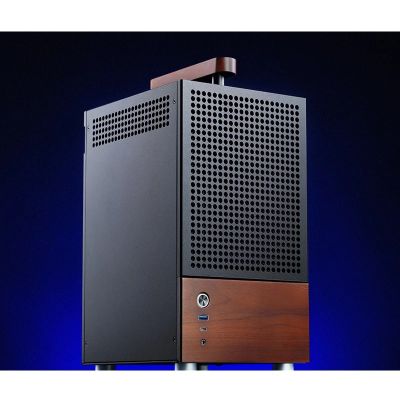 28. Jonsbo T6 Case, Mini-Tower, Mini-ITX, Tempered Glass, Wood - Black