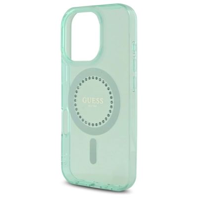 6. Guess IML Rhinestones MagSafe iPhone 16 Pro Case - Green