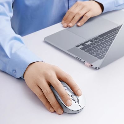 6. Baseus F02 Ergonomic Wireless Mouse USB 2.4GHz - White