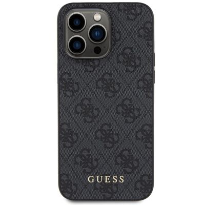 3. Guess 4G Metal Gold Logo iPhone 15 Pro Max Case - Gray