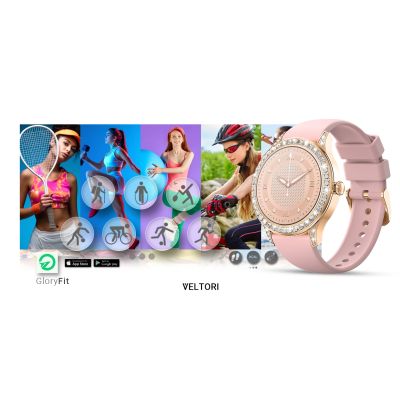 14. VELTORI VT360-1 Women's Smartwatch Pink Silicone Strap