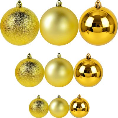 34. DECORATIVE PLASTIC BAUBLE SAFE 46 PCS GOLD MICA