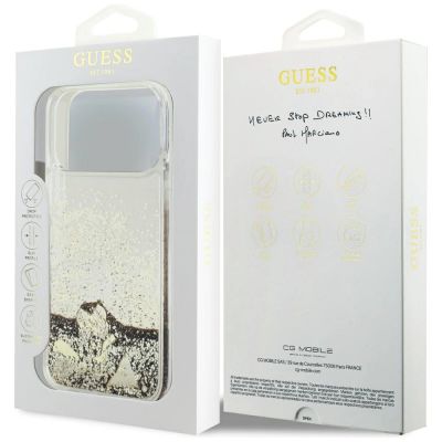 8. Guess Liq. Glitter 4 Charms Case for iPhone 17 Pro Max - Gold