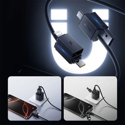 4. Baseus Versatile 60W USB-C - USB-C Cable with USB-A and Lightning Adapters 0.6 m - Black
