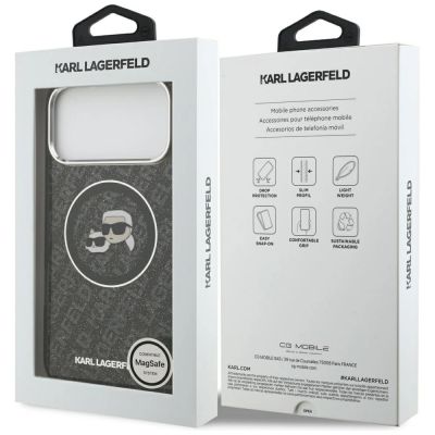 8. Karl Lagerfeld IML Glitter Karl&Choupette Heads Logo MagSafe Case for iPhone 17 Pro Max - Black