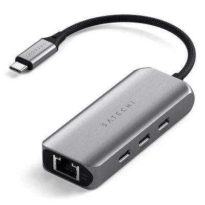 3. Satechi 4-In-1 USB-C Hub - hub for USB-C mobile devices (3x USB-C 3.2 gen2 10Gbps, 2.5 Gigabit Ethernet) (space gray)