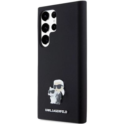 2. Karl Lagerfeld Silicone Karl&Choupette Metal Pin case for Samsung Galaxy S24 Ultra - black