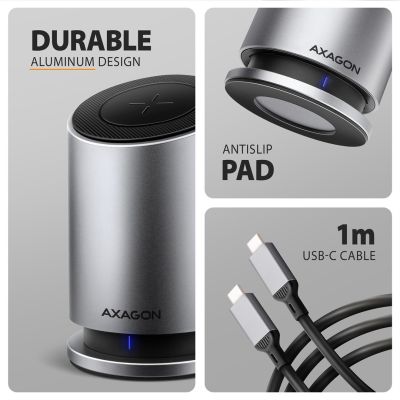6. Axagon HMC-WL9 Wired USB 3.2 Gen 2 (3.1 Gen 2) Type-C Docking Station, Grey