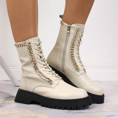 2. Artiker W HBH40 Insulated Leather Ankle Boots with Chain