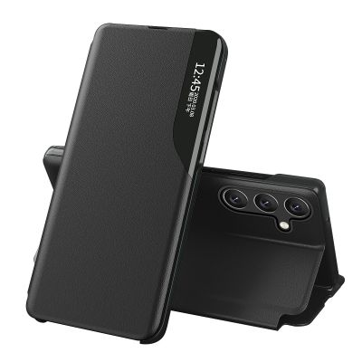 3. Eco Leather View Case cover for Samsung Galaxy A24 4G with a flip stand black