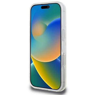 5. Guess IML Glitter Circle MagSafe Case for iPhone 16 Pro Max - Clear