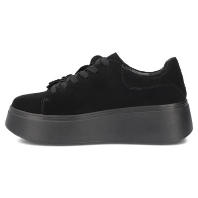 3. Women's leather sneakers on a platform with flowers, suede, black Filippo DP8113