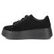 3. Women's leather sneakers on a platform with flowers, suede, black Filippo DP8113