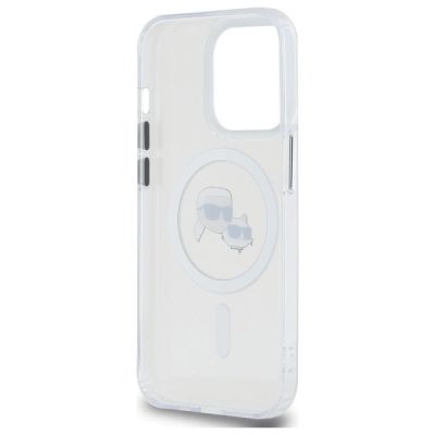 7. Karl Lagerfeld IML Metal Karl & Choupette Head MagSafe Case for iPhone 14 Pro Max - White