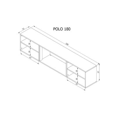 10. POLO TV cabinet 180x33x39 white + black fireplace