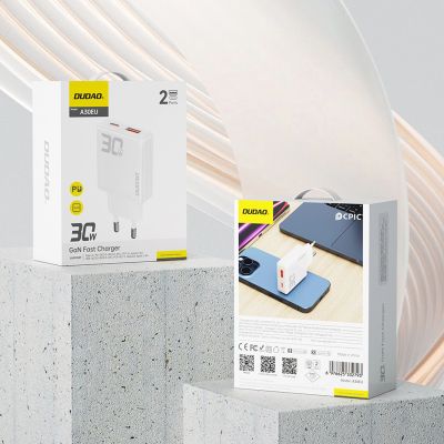 8. GaN Dudao A30EU 30W USB-A / USB-C Wall Charger - White