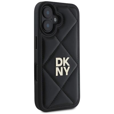 4. DKNY Quilted Stack Logo iPhone 16 Case - Black