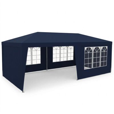 10. PE GARDEN CATERING TENT PAVILION 6x3M + 6 WALLS NAVY BLUE