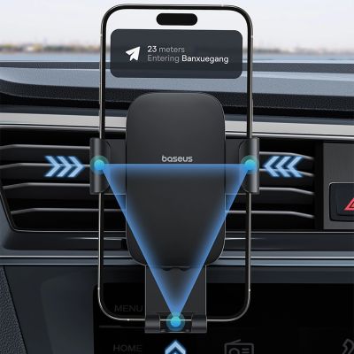 13. Baseus Metal Age 3 Car Phone Holder, Gravity, for Air Vent - Black