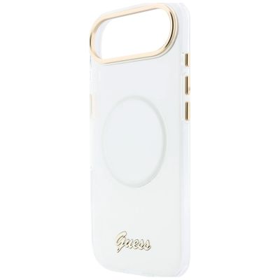 7. Guess IML Gradient Script Metal MagSafe Case for iPhone Air - White