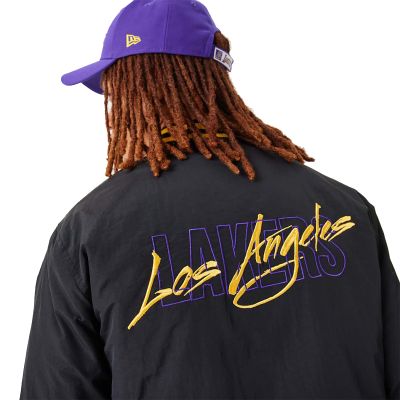 5. New Era NBA Los Angeles Lakers Script Bomber Jacket - 60332205