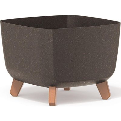 GRACIA SQUARE ECO WOOD FLOWER POT 29x29CM COFFEE