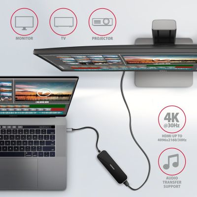 3. Axagon HMC-6H4A Wired Docking Station USB 3.2 Gen 1 (3.1 Gen 1) Type-C Black, Gray