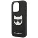 6. Karl Lagerfeld Saffiano Choupette Head Patch Case for iPhone 14 Pro Max - Black