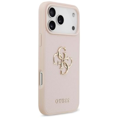 4. Guess Grained Big 4G & Classic Logo Case for iPhone 17 Pro Max - Pink