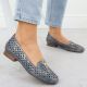 3. Women's openwork low-heeled shoes, blue M.Daszyński SA222-3