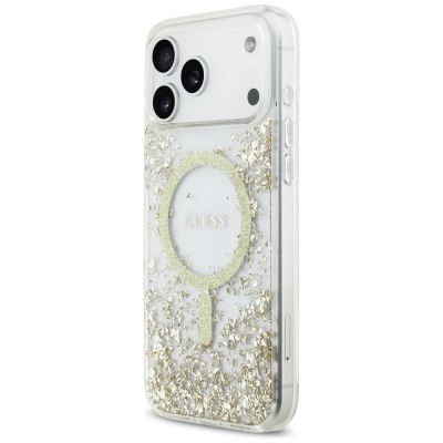 2. Guess Resin Bottom Glitter MagSafe Case for iPhone 17 Pro Max - Gold