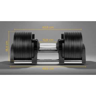 18. REBEL ACTIVE ADJUSTABLE CAST IRON DUMBBELL AUTOMATIC 36KG, 2KG STROKE RBA-2332-36