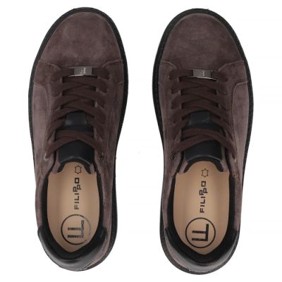 21. Women's leather platform sneakers, brown, Filippo DP6119