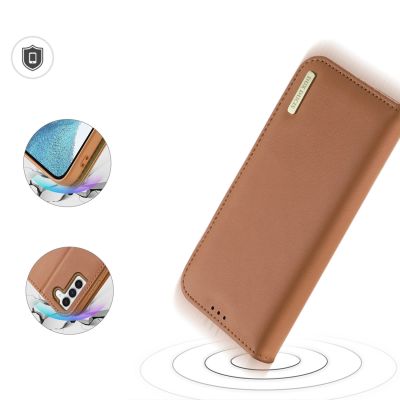 4. Dux Ducis Hivo case Samsung Galaxy S23+ flip cover wallet stand RFID blocking brown