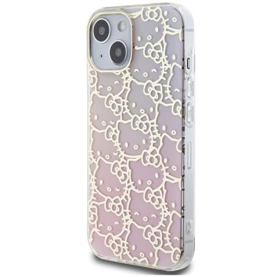 2. Hello Kitty IML Gradient Electrop Crowded Kitty Head case for iPhone 15 - pink
