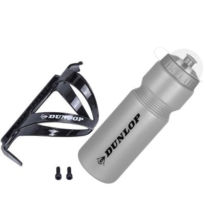 5. DUNLOP 750ML BIKE BOTTLE WITH CAGE SILVER