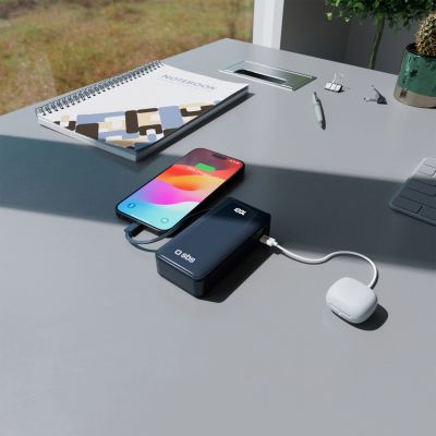 11. Powerbank SBS 10000 mAh 20W with built-in USB-C cable and digital display - dark gray