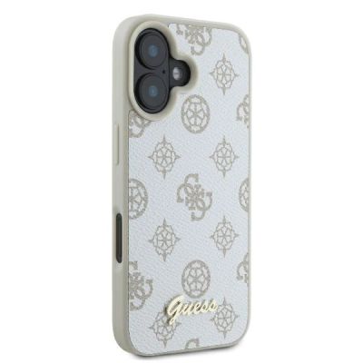 4. Guess Peony Script Logo MagSafe iPhone 16 Case - White