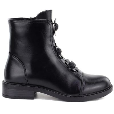 6. Women's ankle boots with decorative flowers, insulated, black, Potocki SZ12852
