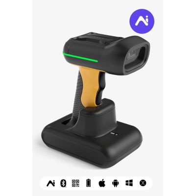 2. Inateck BCST-75S Handheld 1D/2D CMOS Barcode Reader Black, Yellow